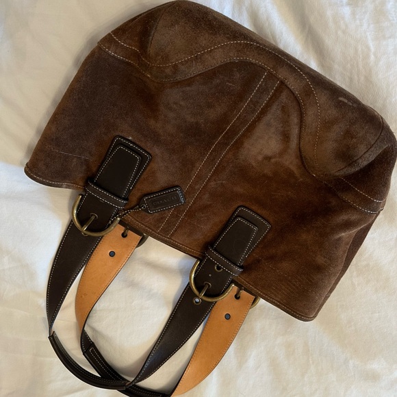 Coach brown suede handbag - Picture 2 of 4